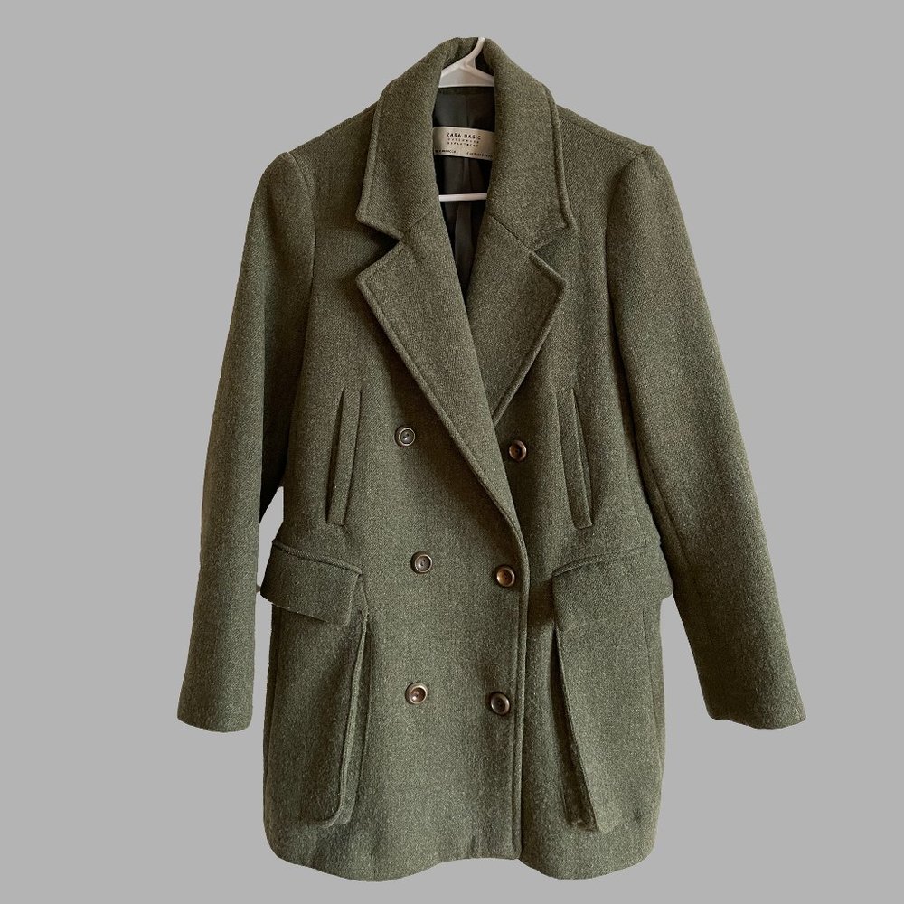 Zara Basic Coat Green Women Size US Small or 4